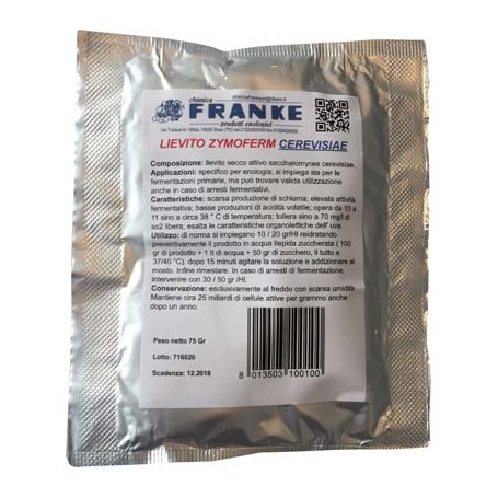 LIEVITO ENOLOGICO ZYMOFERM CEREVISIAE FRANKE
