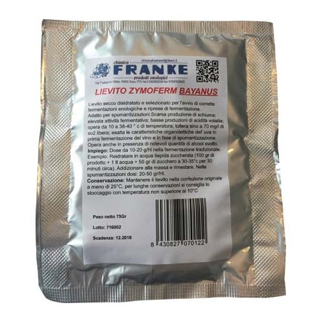 LIEVITO ENOLOGICO ZYMOFERM BAYANUS FRANKE